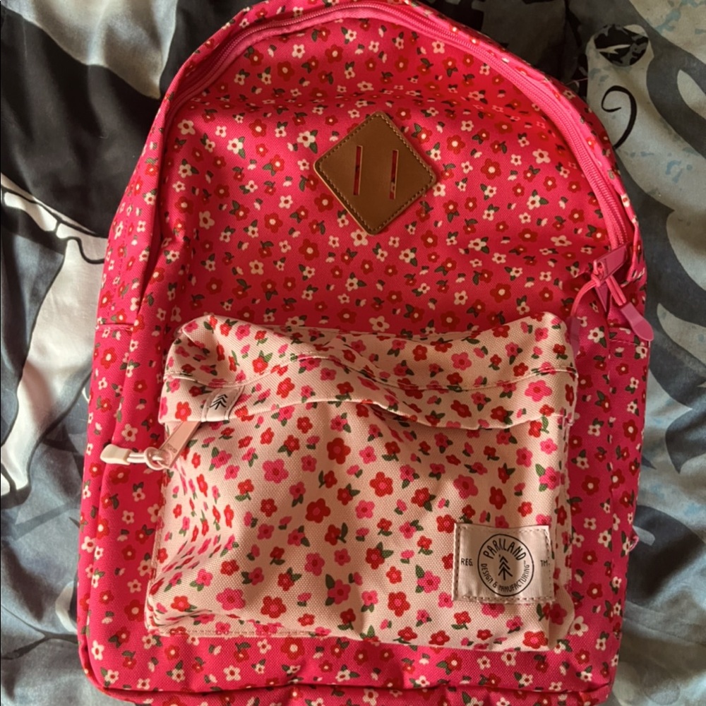 Parkland mfg. pink floral back pack.